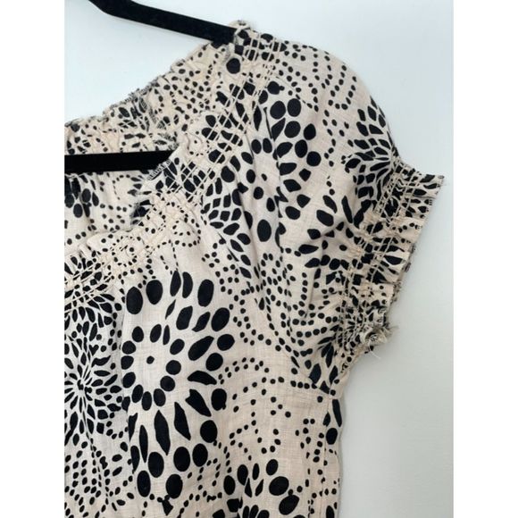 Saint Tropez West 100% Linen Floral Blouse Top Size Small Y2k Neutral G42 - Picture 7 of 11